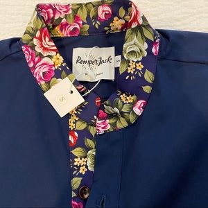RomperJack Navy Romper with Floral Accents Small